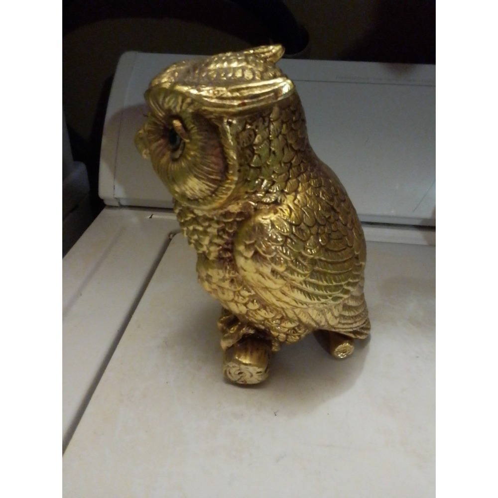 VTG Lenwil Ardalt Original Japan MCM Beautiful Gold Owl w Blue Eyes Marked 6778 - Picture 9 of 10